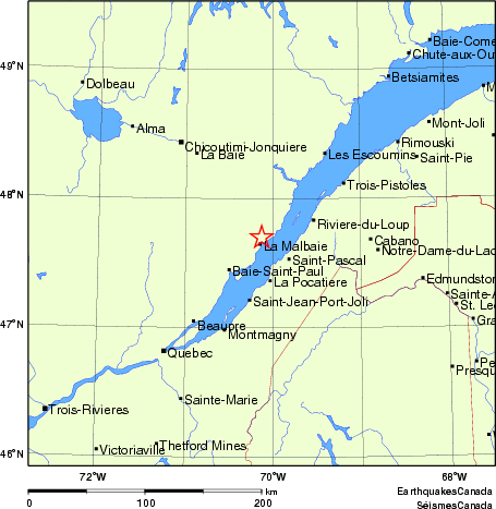 carte des endroits près de l'épicentre