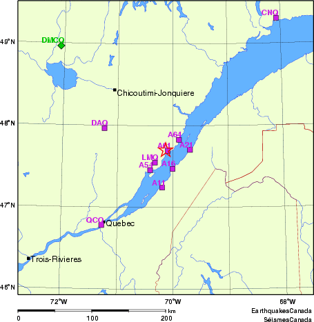 carte des localisations des stations sismologiques locales