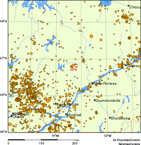 carte des des séismes de magnitude 2,0 et plus depuis 2000