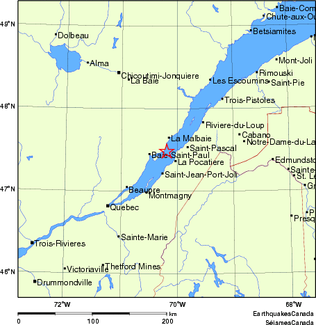 carte des endroits près de l'épicentre