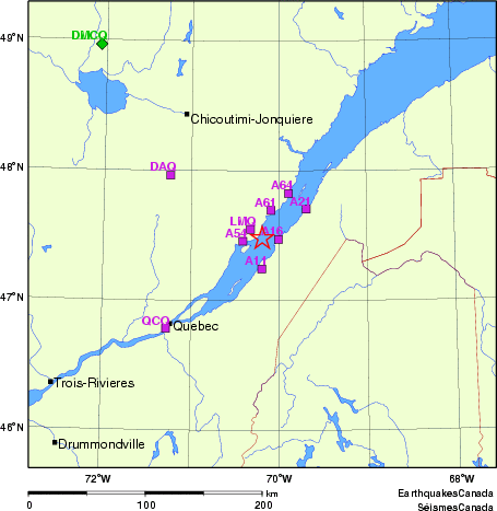 carte des localisations des stations sismologiques locales