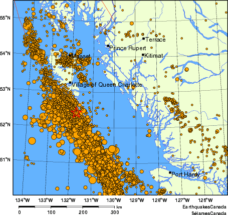 Map of earthquakes magnitude 2.0 and larger, 2000 - present