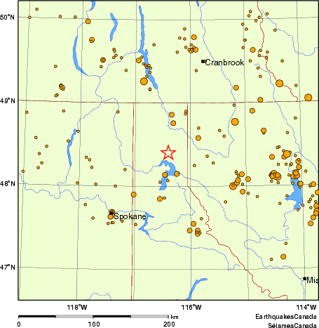 carte des des séismes de magnitude 2,0 et plus depuis 2000