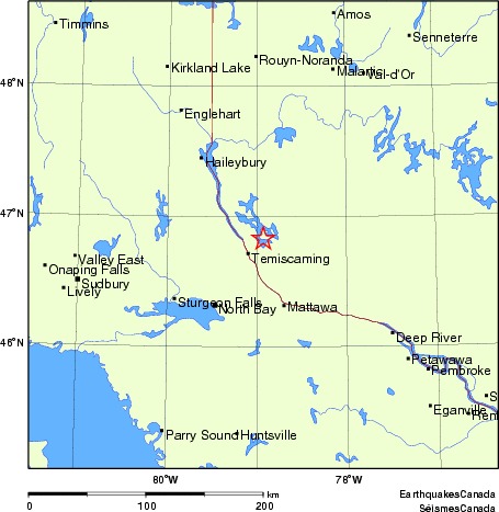 carte des endroits près de l'épicentre