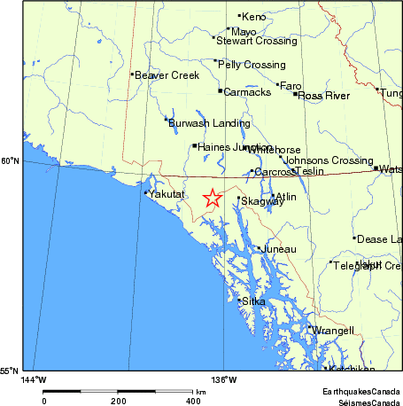 carte des endroits près de l'épicentre