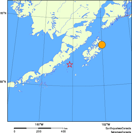 Map of historical earthquakes magnitude 5.0 and larger.  Details in the data table below