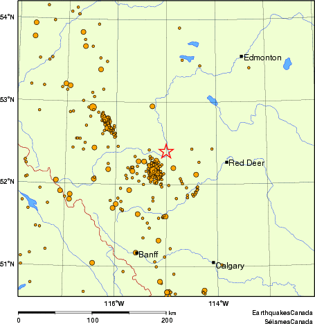 carte des des séismes de magnitude 2,0 et plus depuis 2000