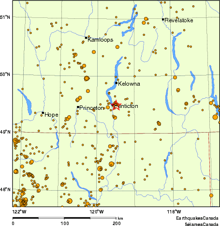 carte des des séismes de magnitude 2,0 et plus depuis 2000