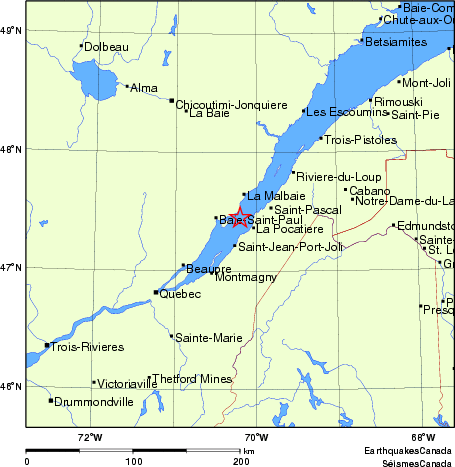 carte des endroits près de l'épicentre