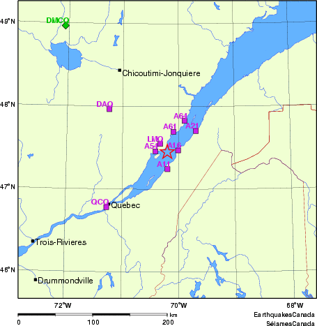 carte des localisations des stations sismologiques locales