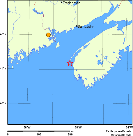 Map of historical earthquakes magnitude 5.0 and larger.  Details in the data table below