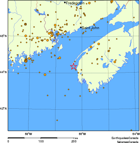 carte des des séismes de magnitude 2,0 et plus depuis 2000