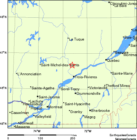 carte des endroits près de l'épicentre