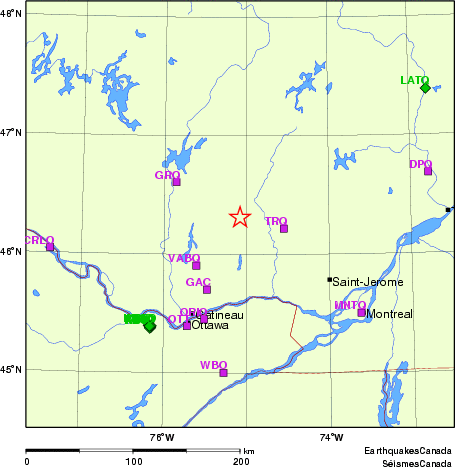 carte des localisations des stations sismologiques locales