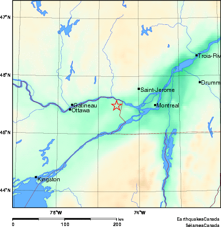 carte des environs du séisme