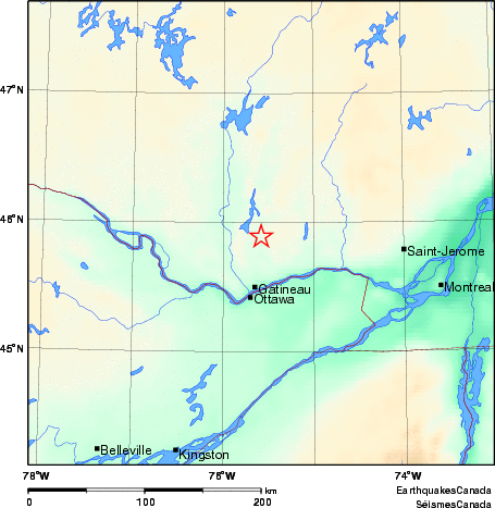 carte des environs du séisme