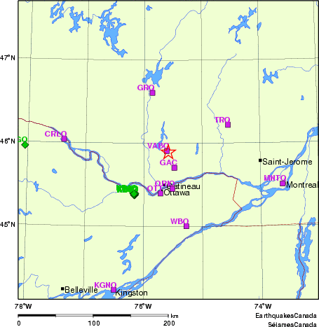 carte des localisations des stations sismologiques locales