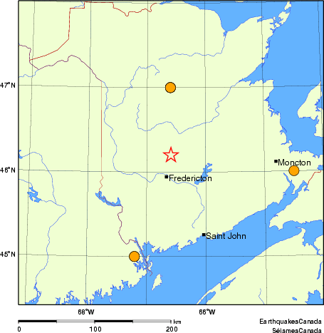 Map of historical earthquakes magnitude 5.0 and larger.  Details in the data table below