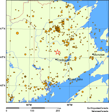 carte des des séismes de magnitude 2,0 et plus depuis 2000