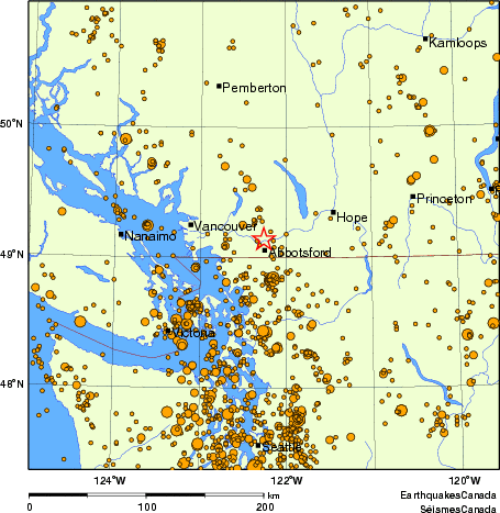 carte des des séismes de magnitude 2,0 et plus depuis 2000