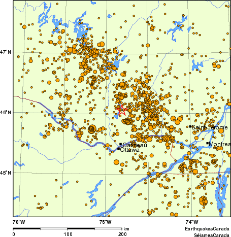 Map of earthquakes magnitude 2.0 and larger, 2000 - present