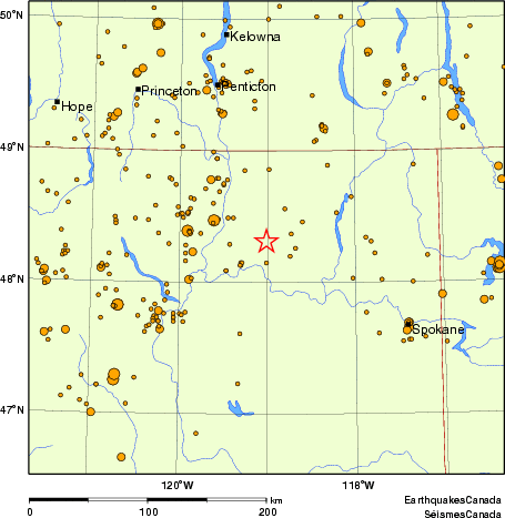 carte des des séismes de magnitude 2,0 et plus depuis 2000