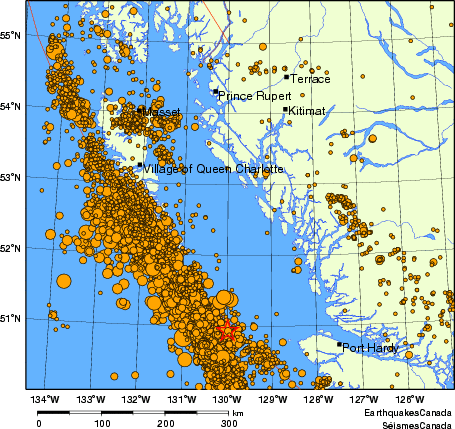 Map of earthquakes magnitude 2.0 and larger, 2000 - present