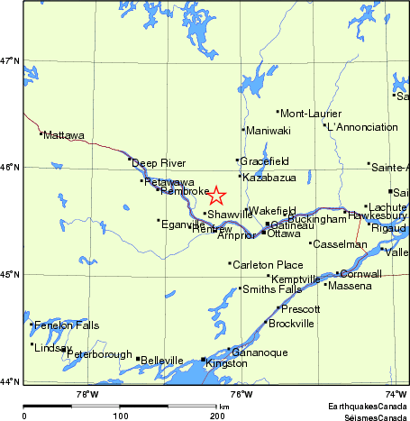 carte des endroits près de l'épicentre