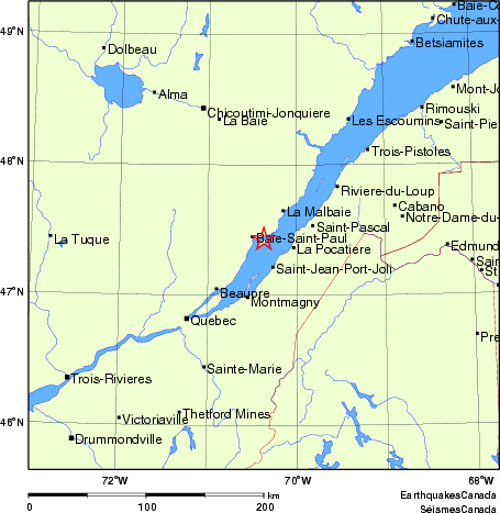 carte des endroits près de l'épicentre