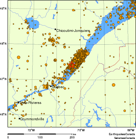 Map of earthquakes magnitude 2.0 and larger, 2000 - present