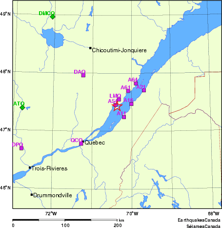 carte des localisations des stations sismologiques locales