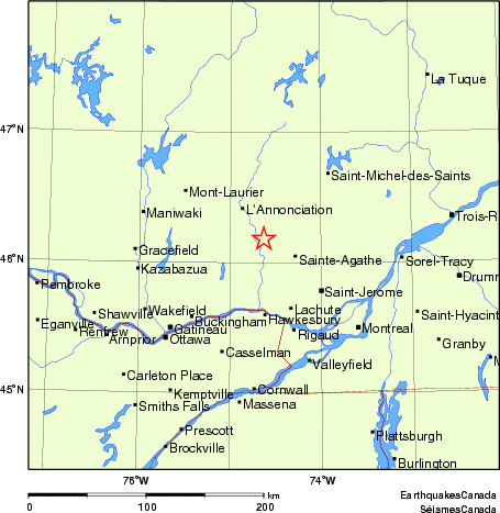 carte des endroits près de l'épicentre