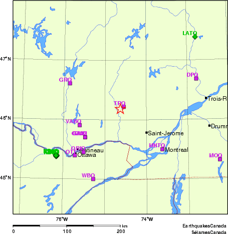 carte des localisations des stations sismologiques locales