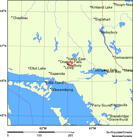 carte des endroits près de l'épicentre