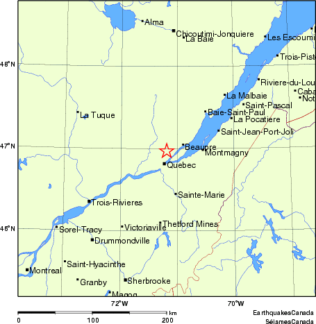 carte des endroits près de l'épicentre