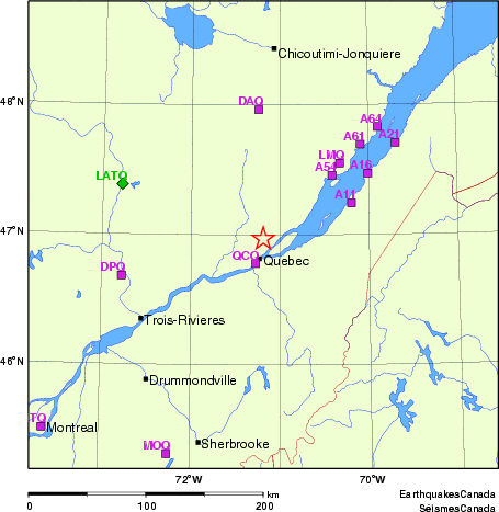 carte des localisations des stations sismologiques locales