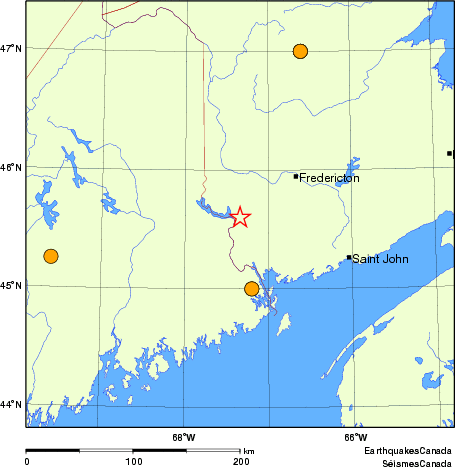 Map of historical earthquakes magnitude 5.0 and larger.  Details in the data table below