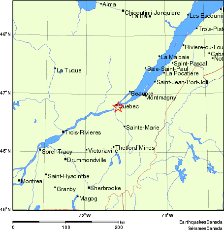 carte des endroits près de l'épicentre