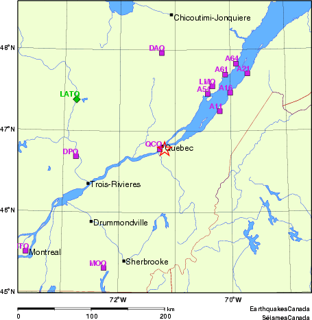 carte des localisations des stations sismologiques locales