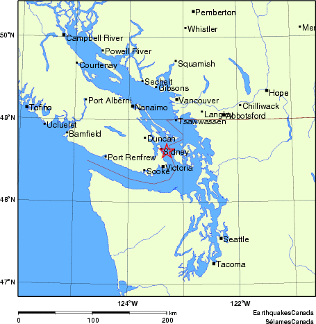 carte des endroits près de l'épicentre