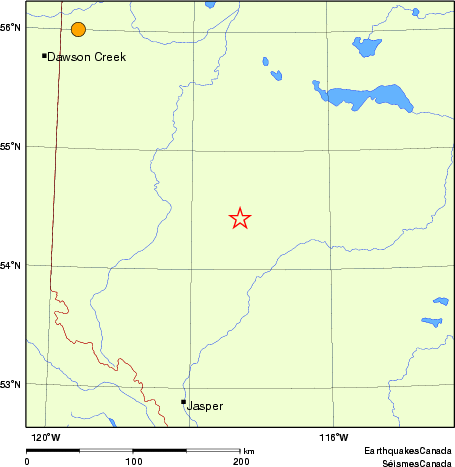 Map of historical earthquakes magnitude 5.0 and larger.  Details in the data table below