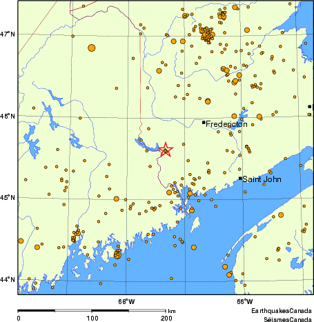 carte des des séismes de magnitude 2,0 et plus depuis 2000