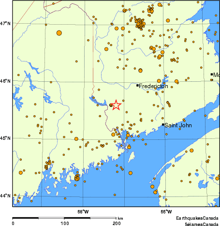 carte des des séismes de magnitude 2,0 et plus depuis 2000