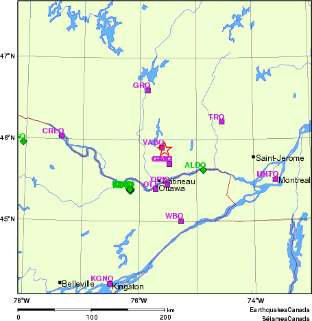 carte des localisations des stations sismologiques locales