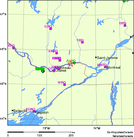 carte des localisations des stations sismologiques locales