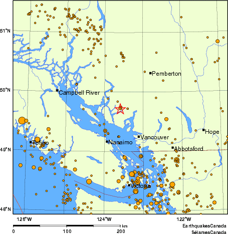 carte des des séismes de magnitude 2,0 et plus depuis 2000