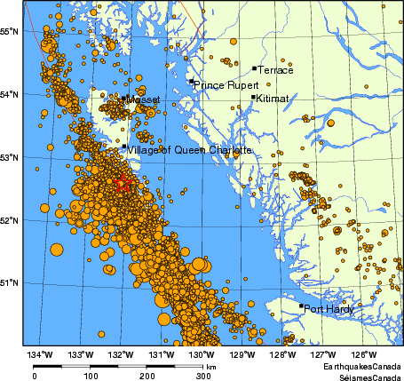 Map of earthquakes magnitude 2.0 and larger, 2000 - present