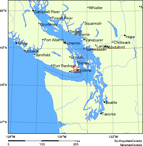 carte des endroits près de l'épicentre