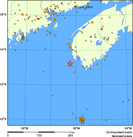 carte des des séismes de magnitude 2,0 et plus depuis 2000