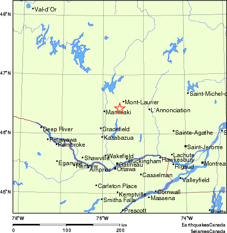 carte des endroits près de l'épicentre